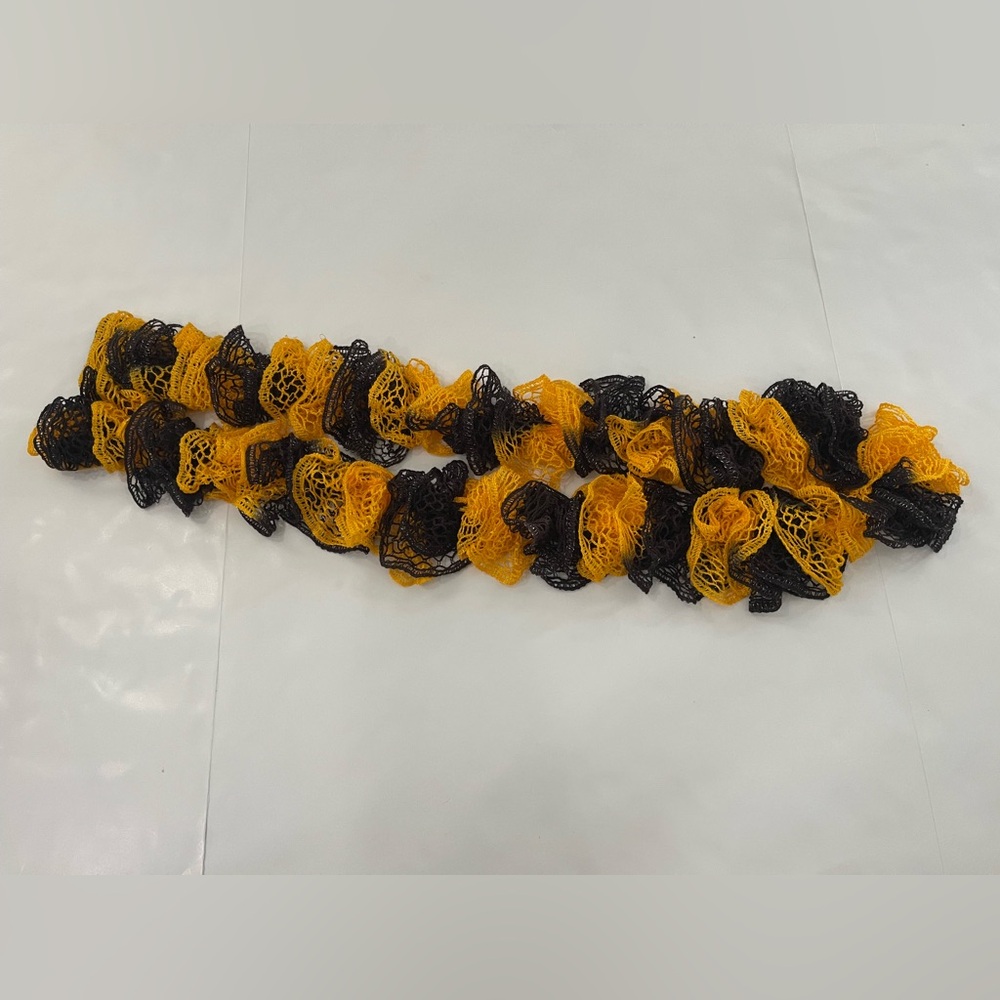 Steel City Pittsburgh Teams Handmade Black and Gold Crocheted Layered Scarf 🧣.